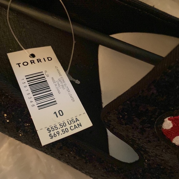 TORRID DISNEY SPARKLE & SHINE MINNIE MOUSE GLITTER LOAFERS SIZE 10WW - Picture 13 of 15